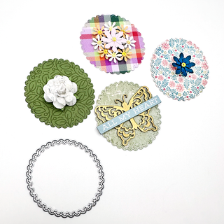Utilize the small doily oval die cut in the Shaker Frame Die & create beautiful designs & fun layers for both the outside & inside of your cards!