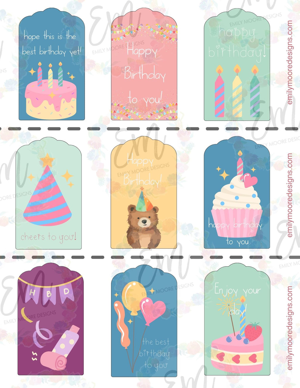 Birthday Celebration Gift Tags (FREE DOWNLOAD) – Emily Moore Designs for Free Printable Editable Girls Birthday Gift Tags