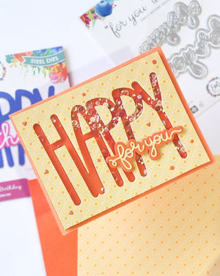 Happy For You Shaker Card in happy orange and yellow colors
