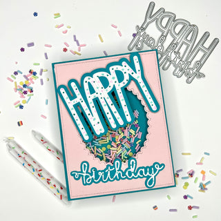 Happy Birthday Shaker Card using the Shaker Frame Doily & sprinkle bits!