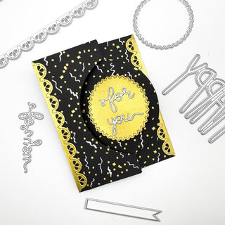 This shiny confetti card is the perfect celebration of the beginning of the new year. Follow along as Sabine shows how she made it.