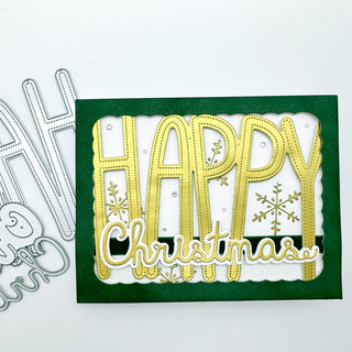 Follow Sabine's inspiration for an elegant Happy Christmas card in gold and green with some sparkle!