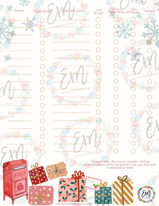 Card & Gift List for Christmas (FREE DOWNLOAD)