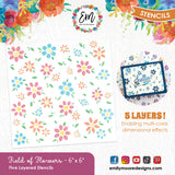 Field of Flowers Layered Stencil