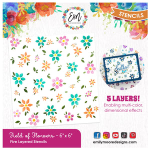 Field of Flowers Layered Stencil