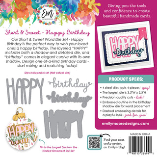 Happy Birthday Word Dies - Short & Sweet